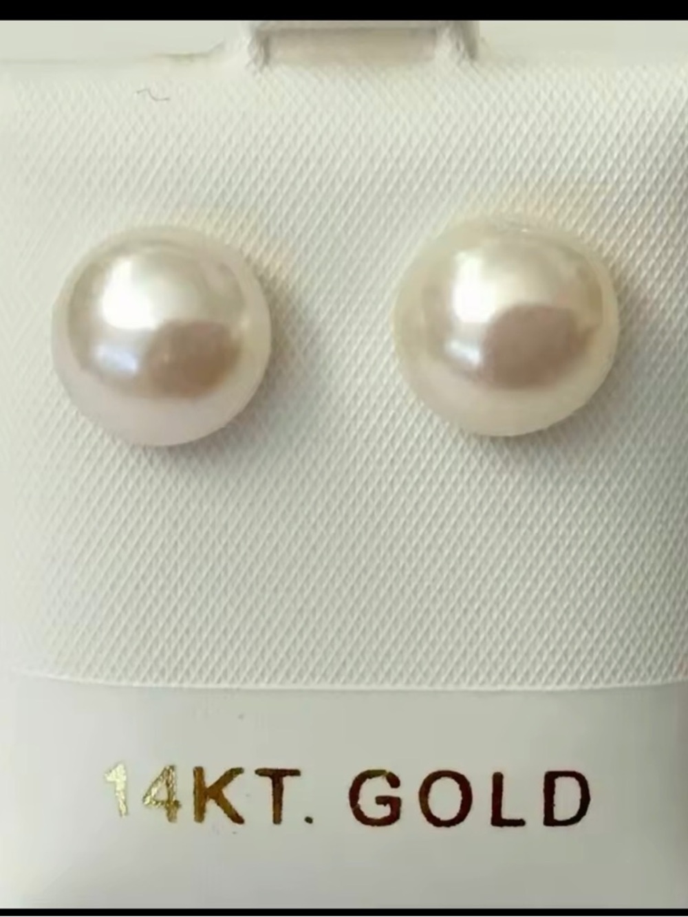 14KT Gold Pearl Stud Earrings - White Pearls